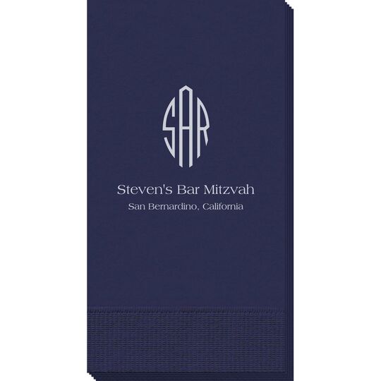 Shaped Oval Monogram with Text Guest Towels